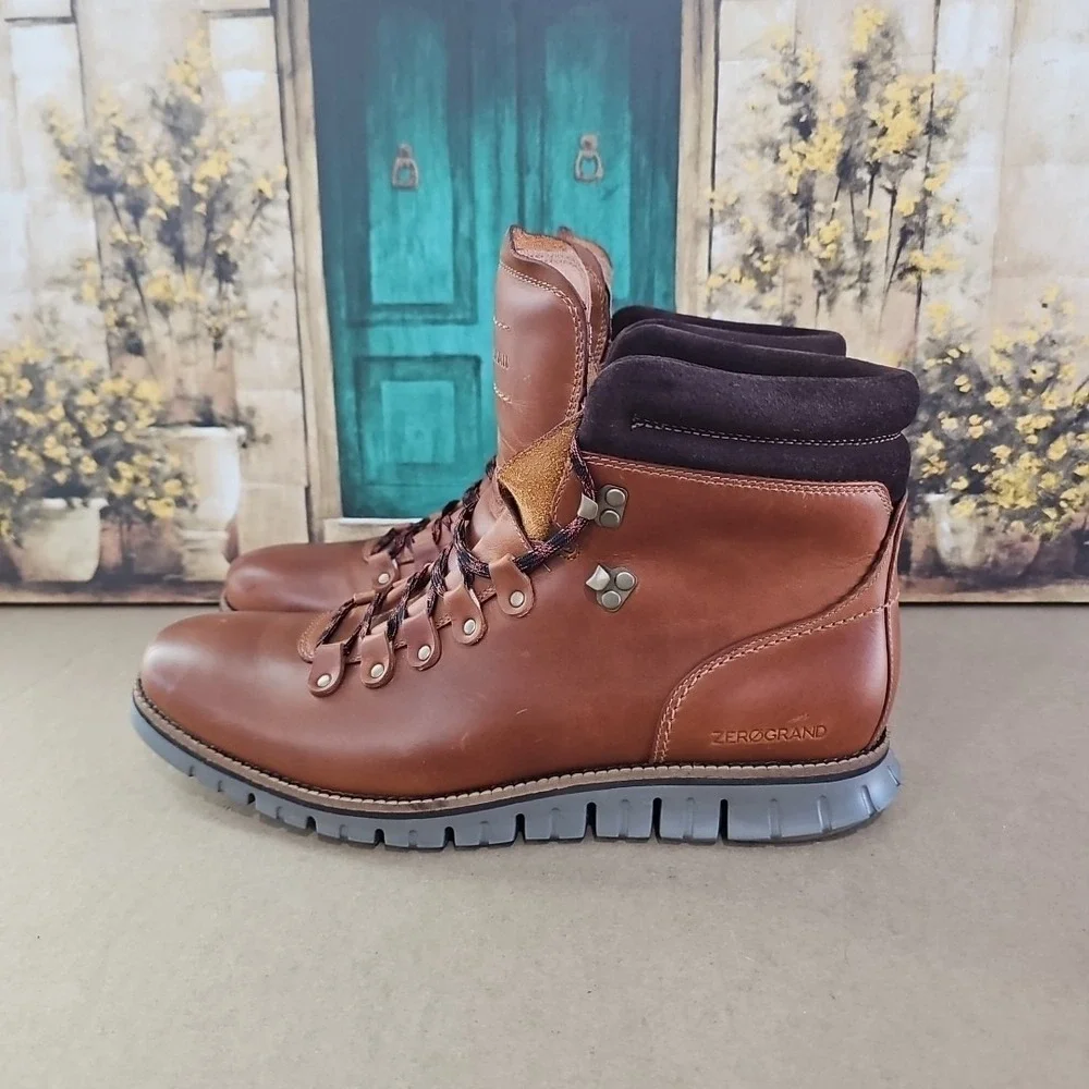 Cole Haan Zerogrand Mens Boots Waterproof British Tan Leather Sz 11.5 M C30405